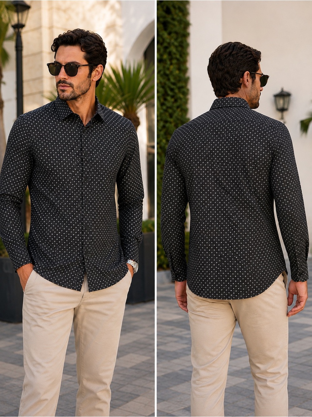 🌙✨🆕🏷️ Lucky Brand Men’s XL Slim Fit Geometric Print Shirt NWT